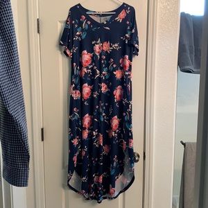 Navy blue floral maxi dress